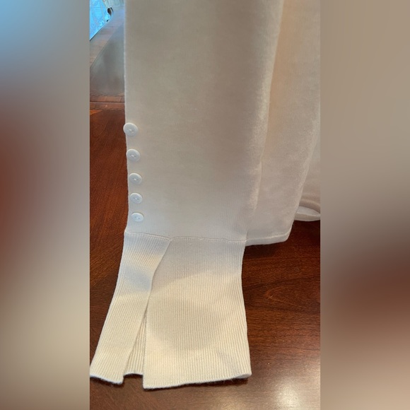 NEW KAREN THOMAS Wool/Cashmere Sweater In Ivory size L #S4520 - Picture 7 of 8